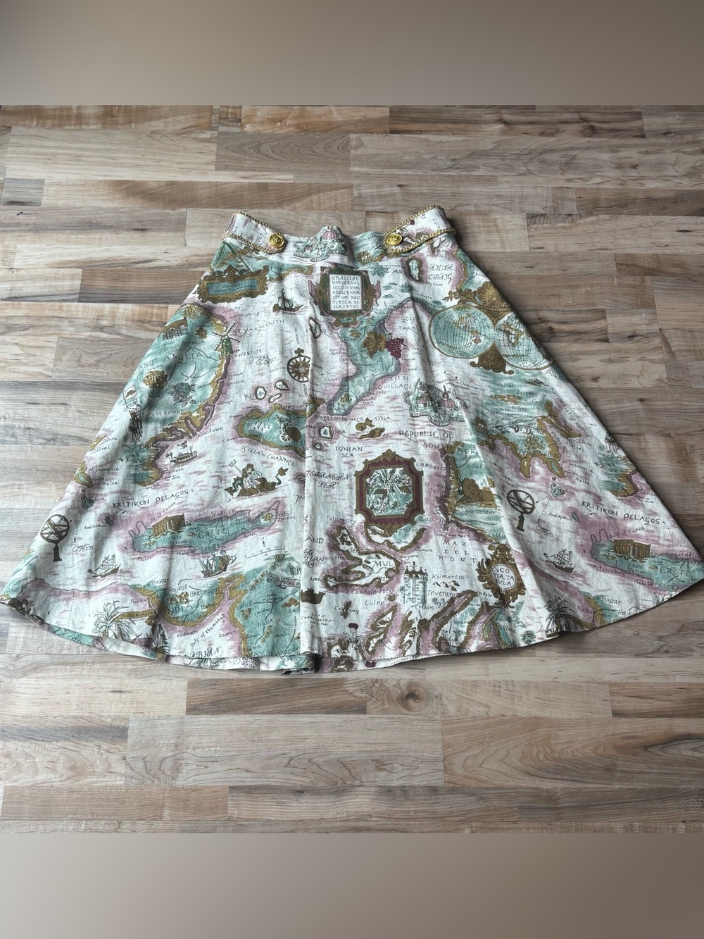 an another angelus Antique Map A Line Midi Skirt Academia Travelcore Japan F
